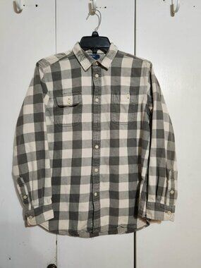 Polo Ralph Lauren Boys XL 18-20 Flannel Shirt Gray White Buffalo Check Plaid